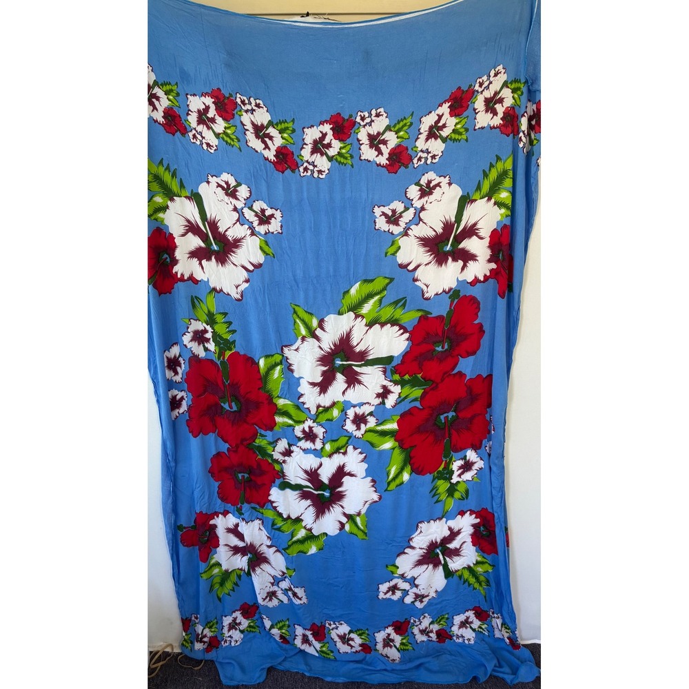 Casual Movement Sarong Scarf Hibiscus‎ Floral Tropical LARGE Blue Excellent